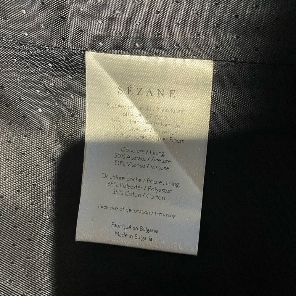 Price to sell: Sezane Johnson Coat Carreaux Ecru Noir - Size 42 - Picture 8 of 8